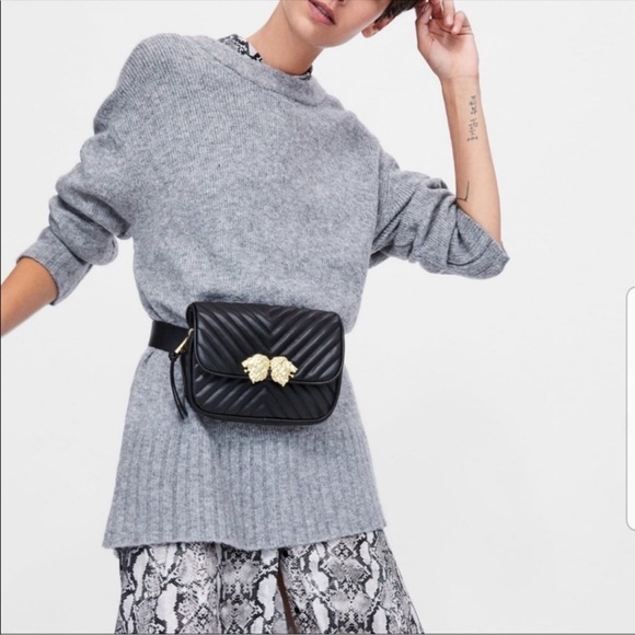 Zara Lionhead Crossbody Lions Bag Womens Medium Black - Picture 3 of 16